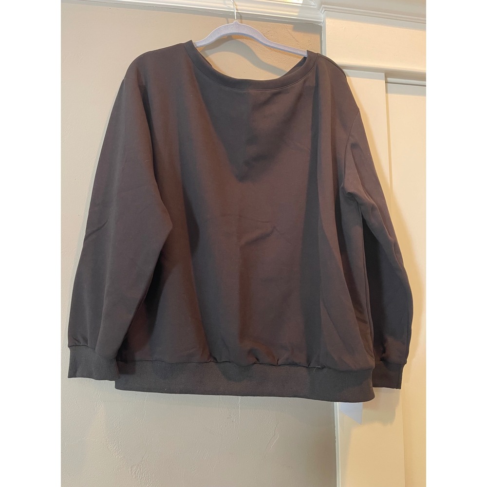 Katch Me Black Oversized Crewneck Off The Shoulder Sweatshirt Womens 2XL/3XL NWT